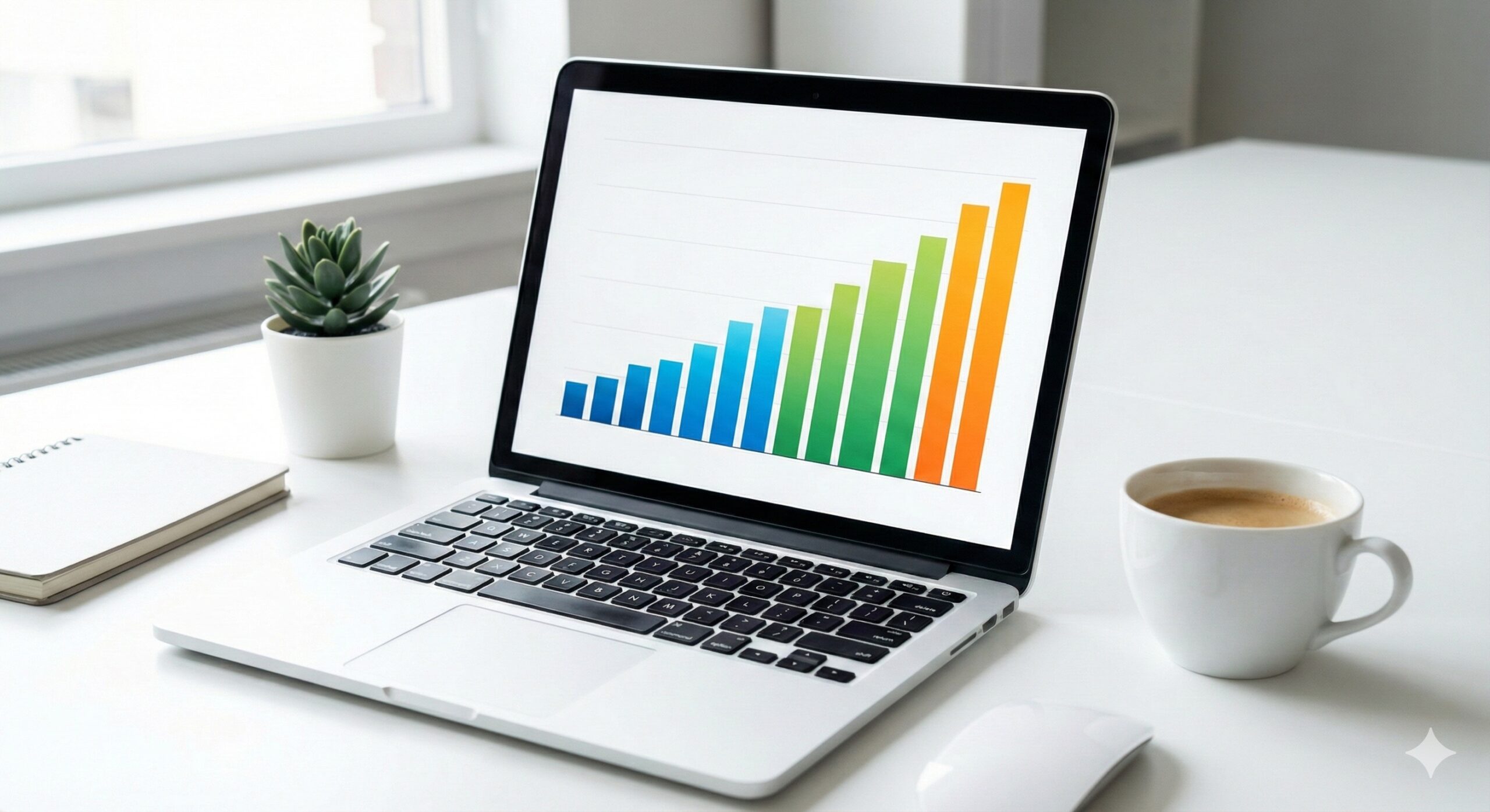 Financial Forecasting Dashboard Laptop screen displaying financial growth charts and cash flow forecasting data.